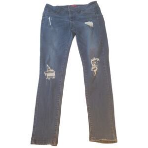 Wax Jean - Butt, I Love You! Stretch Distressed Medium Wash Tapered Jeans Sz 15